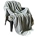 RAJRANG 100% Cotton Farmhouse Throw Blanket 50x60 Inches - Diamond Woven Knitted All Seasons Lightweight Blankets with Tassels for Bed Sofa and Couch Charcoal Grey