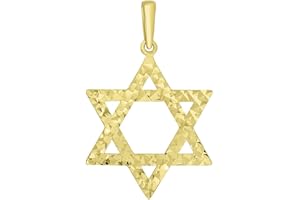 Religious by Jewelry America Solid 14k Yellow Gold Textured Hebrew Star of David Pendant