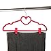 Finnhomy Love Heavy Duty 30 Pack Clothes Hangers with 10 Sturdy Multiple Use Finger Clips, Durable Slim-Line Velvet Hangers,Heart Shaped, Adult Size,Pink