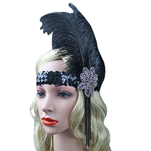 Great Gatsby Headband,1920s Ostrich Feather Headpiece By Ever Fairy