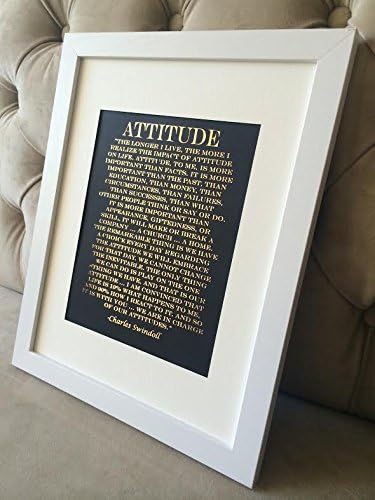 Attitude Quote - Charles Swindoll Print on Black Matte Paper - Gold Foil Print - Inspirational Quote - Unique Wall Print - Interior Design - Interior Furniture - Handmade Artwork