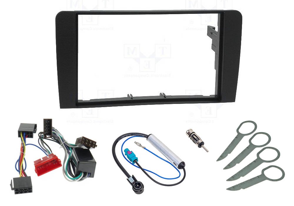 Audioproject A242 Radio Fascia Set Compatible with Audi A3 8P 8PA - Year of Manufacture 2008-2012 Symphony RNS-E 2DIN Radio Adapter 2 x Antenna Adaptor Fakra ISO Double DIN Car Radio Panel