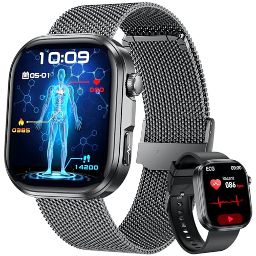 Women's Smartwatch Watch with ECG+HRV: 1.88 Inches Smart Watch with Bluetooth Calls Heart Rate Monitor Sleep Pressure Smartband 130+ Sports Modes Waterproof Flashlight IP67 Watches for Android and iOS