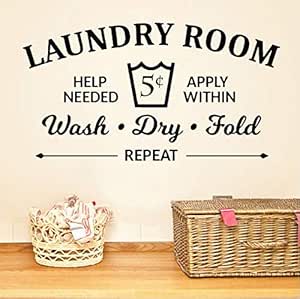 Reglas de lavandería calcomanías de pared lavado de vinilo seco aplique