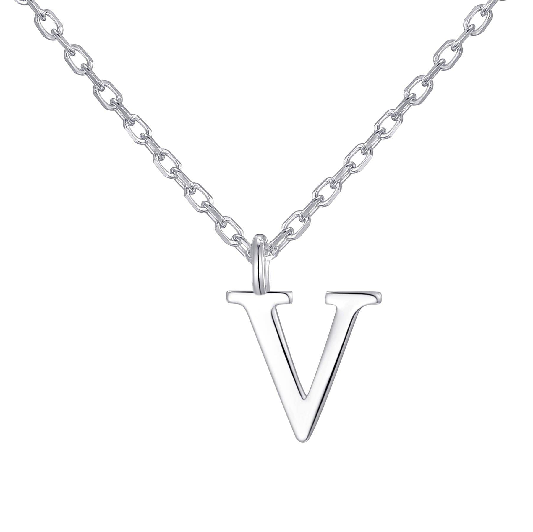 Philip Jones Sterling Silver Initial V Necklace