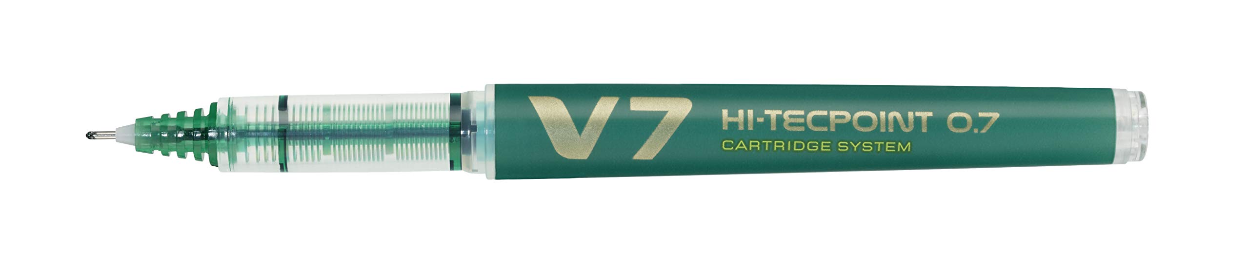 Pilot V7 Cartridge System Liquid Ink Rollerball 0.7mm Tip- Green, Box of 10