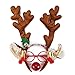 JOYIN Reindeer Antler Headband set with LED red nose and Gold glasses, ONE SIZE FIT ALL
