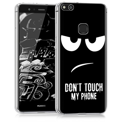 kwmobile Crystal Case Cover for Huawei P10 Lite TPU silicone IMD design protective case - soft mobile cover Design Don t touch my phone