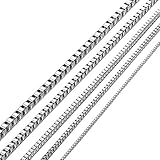 Kissyan Stainless Steel 1mm to 3 mm Box Necklace 14 Inches to 36 Inches (3.0 mm/30 inches)