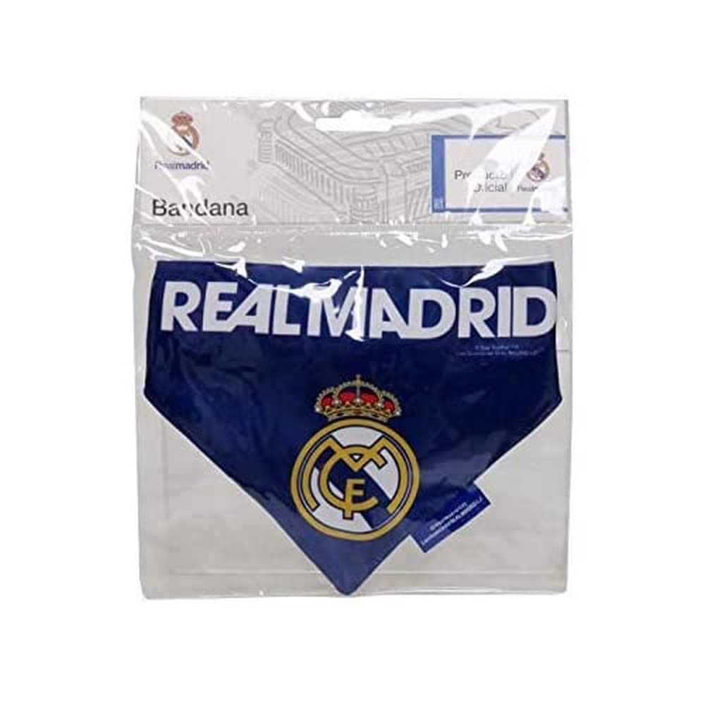Real Madrid CF – Bandana for Pets, Dog and Cat, One Size, Adjustable and Knot, Blue, Official Product (CyP Brands)