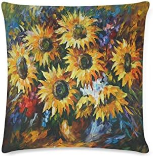 Summer Beautiful Yellow Sunflower Rectangle Sofa Home Decorative Throw Pillow Case Cushion Cover Cotton Polyester Twin Side Printing 16 x 16 inches