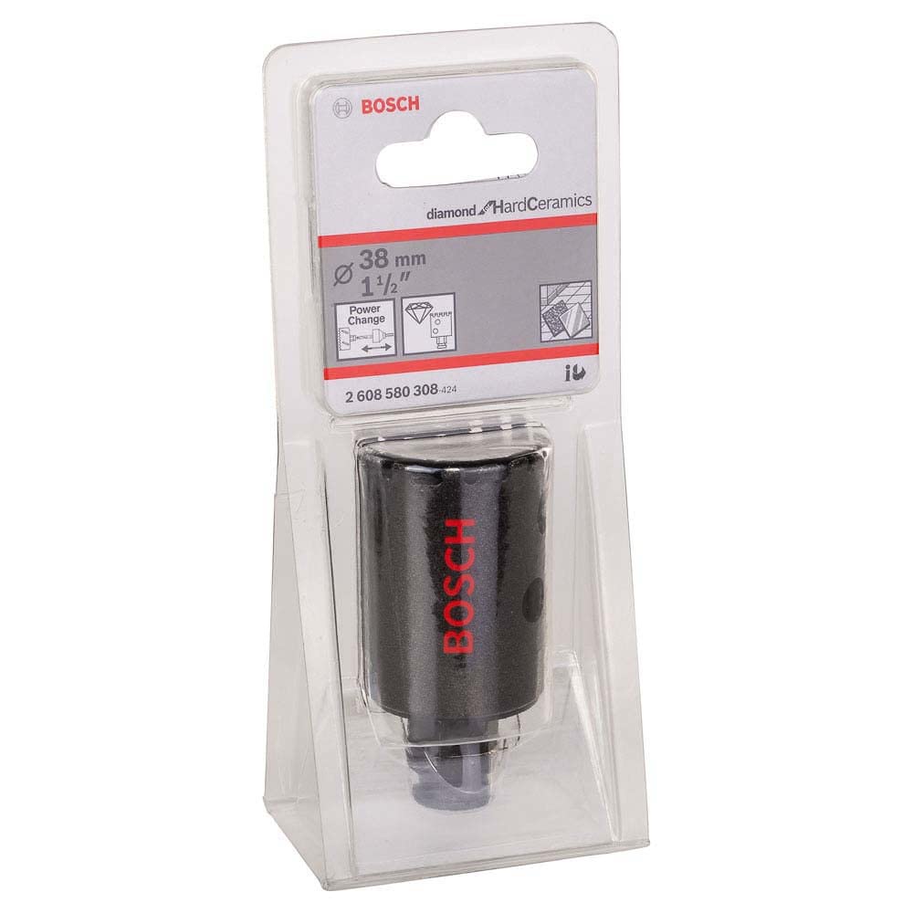 Bosch Professional 1x Diamond Hole Saw for Hard Ceramics (for Stone, Tiles, Ø 38 mm, Accessories for Impact Drills)