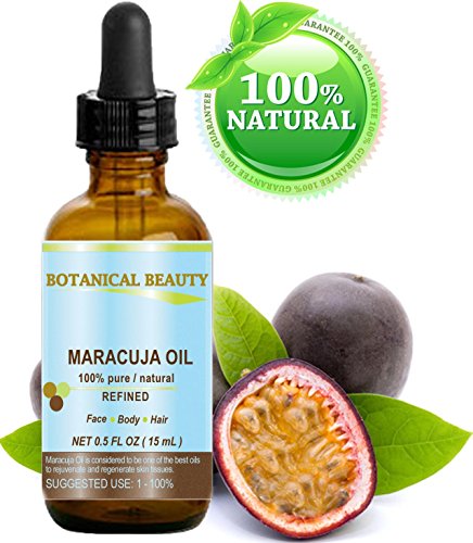 MARACUJA OIL. 100% Pure / Natural. Cold Pressed / Undiluted. For Face, Hair and Body. 0.5 Fl. Oz -15 Ml. By Botanical Beauty