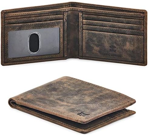 Amazon.com: Wallet for Men Bifold Real Leather RFID Blocking Front