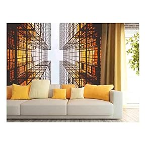 Skyscraper Looking Up at Sky - Removable Wall Mural | Self-Adhesive Large Wallpaper - 66x96 inches