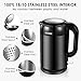 Aicok Electric Kettle Double Wall Cool Touch, Stainless Steel Interior (Non-Plastic Touch Water) 1.7 Liter Auto Shut Off 1500W, Bright Black