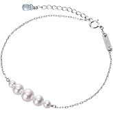 Moon Label Japanese 3.5-6.0mm Akoya Cultured Pearl Bracelet for Women with 18K | Line Design Excellent Gift | Pearl Bracelet
