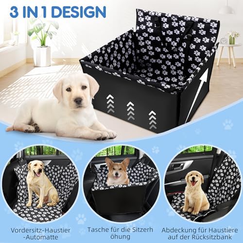 68x57x33 cm Wimypet Hunde Autositz wasserdichte, Haustier Autoschondecke mit Hund Sicherheitsgurt, Hundekorb für Rückbank Vordersitz Hund Sitzbezug Hundedecke Hunde Autoschondecke