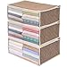 1Storage Charcoal Fiber Clothing Organizer Bags, Breathable Material, 3pcs, Light Brown, 19