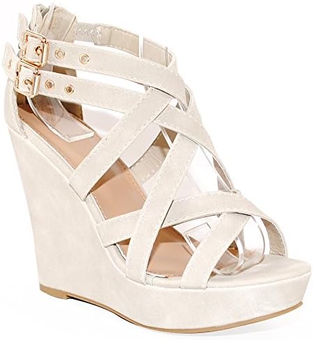 TRENDSup Collection Women Fashion Buckle Wedge Sandals