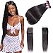 GABRIELLE Straight Brazilian Hair Bundles With Closure (20 22 24+18 Inch) 100% Unprocessed Brazilian Virgin Human Hair Straight 4x4 Free Part Lace Closure Hair Weave Natural Color