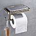 Rozin Antique Brass Art Carved Toilet Paper Holder with Shelf Holder Function