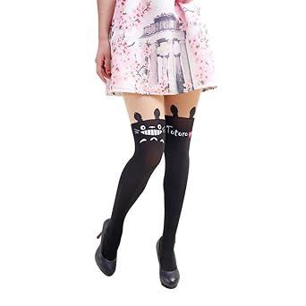 Bonamana Frauen Niedliche Katze Print Cosplay Kostüm Strumpfhose Strumpf Schwarz