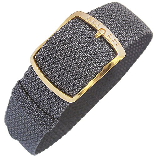 Eulit Kristall 18mm Grey Perlon Gold Buckle Watch Strap