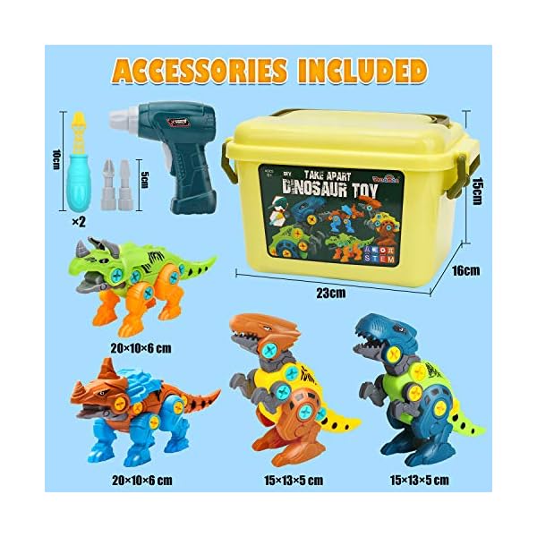 Dreamon Take Apart Dinosaur Toys for Kids with Storage Box Electric Drill, DIY Construction Build Set Educational STEM…