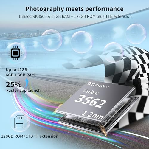 Android 14 Tablet with Keyboard, 12GB RAM (6+6), 128GB Storage, 1TB Expandable, 8000mAh Battery, 10 Inch 2-in-1 Tablets, Includes Case, Mouse & Stylus（Black Case）