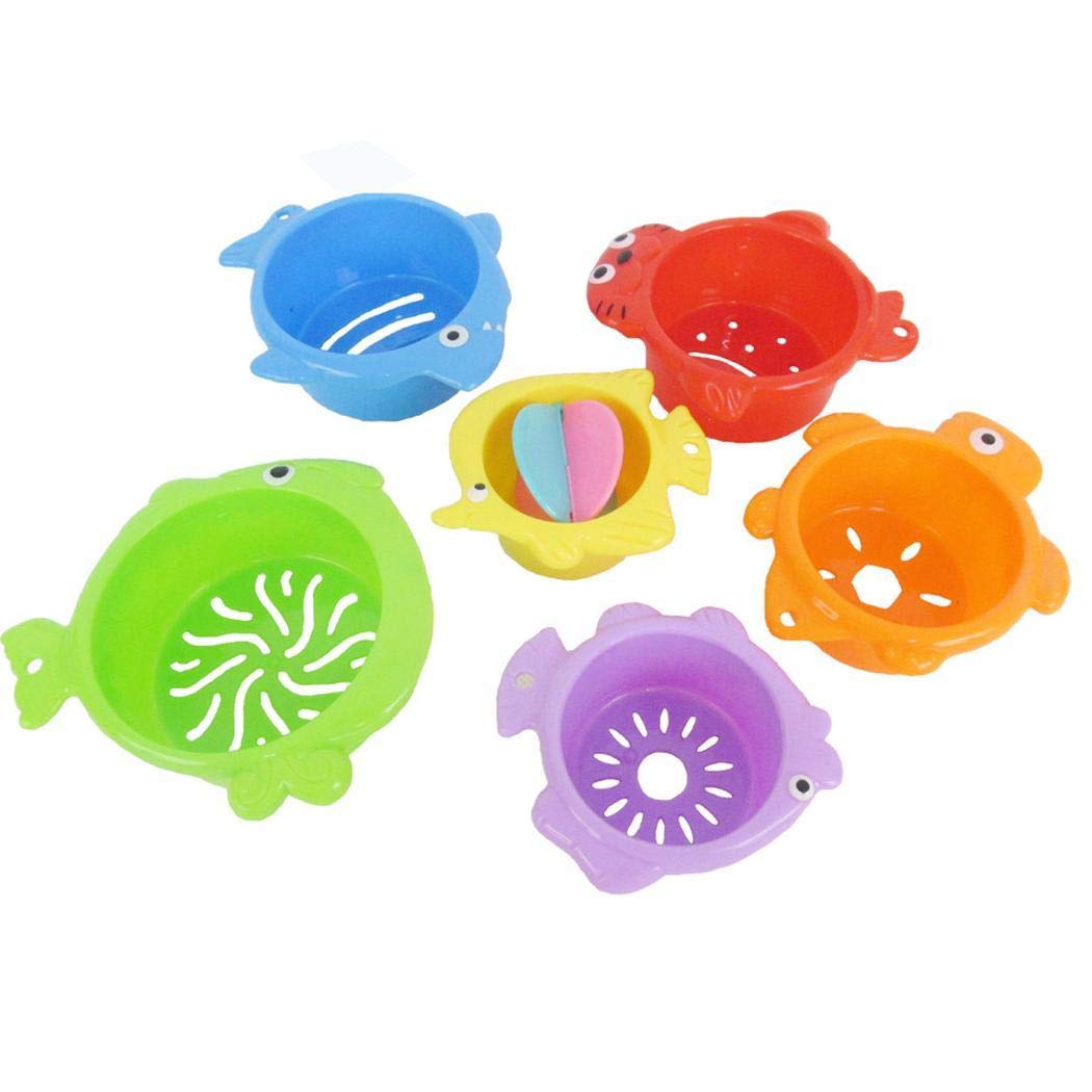 Xixini Baby Kinder Bunte überlappende Tasse Erleuchten Eltern-Kind-Bad-Dusche-Spielzeug