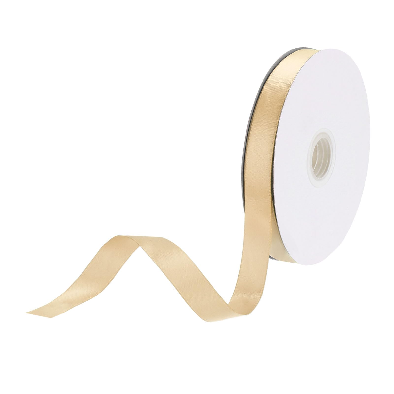 DMiotech 15mm Satin Ribbon 46m/150ft Thin Double Face Fabric Grosgrain Ribbon for Gift Wrapping Floral Hair Flower Bouquet, Champagne