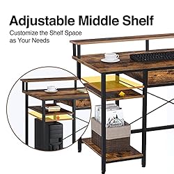 Rolanstar Computer Desk with Monitor Shelf and
