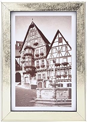 YoTilon 4x6 inch wood Picture Frame, Wall Hanging Photo frame with High Definition Glass for Table Top Display and Wall mounting(Gold)