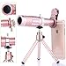 Camera Lens Kit,WMTGUBU 4 in 1 HD Universal Clip-On Phone 18X Optical Zoom Telephoto Lens+15X Super Macro Lens+0.6X Wide Angle Lens Tripod Phone Samsung Tablet PC Laptops (Rosegold)