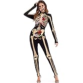 Sister Amy Women's Halloween Skull skeleton-1 Bodysuit Skinny Stretch Costume