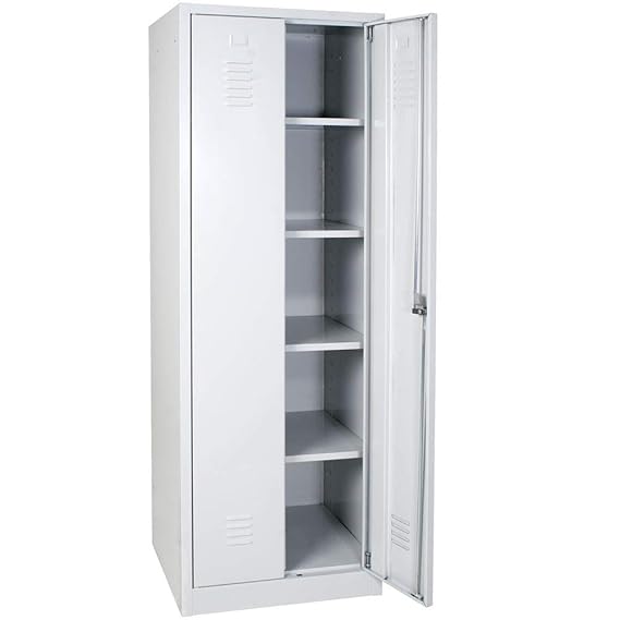 Stahlblechschrank, HxBxT 1800 x 600 x 500 mm, 4 Böden, lichtgrau RAL 7035
