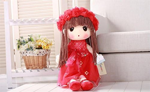 Lovely &amp; Super Soft Girl Floral Dress Fairy Plush Doll Toy As Birthday Children's Day Valentine's Day Gift (Red)