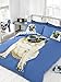 PUG IN SUNGLASSES FULL BLUE REVERSIBLE PAW PRINTS COTTON BLEND COMFORTER COVER SET