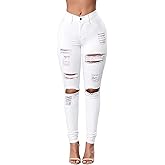DLAYBGFA Ripped Skinny Jeans for Women High Waisted Stretch Slim Fit Distressed Denim Jeans Pants