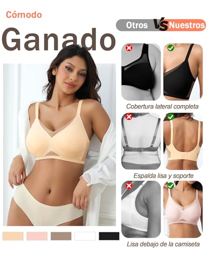 Ganado Women's Wireless Bra Lace Padded Comfort Seamless Push up Bralette