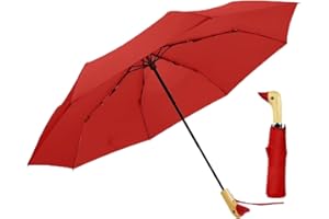 LEAGERA Compact Umbrellas for Rain&Sun, Travel Umbrella Cute Duck Head Handle Design for Girls Gifts, Steady 8 Ribs Folding Umbrella Lightweight and Small