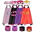 Dress up Costume Cape and Mask Set with Matching Shaped Rubber Wristbands and 1 Drawstring Bag for Kids, Birthday Party Children (4pcs for Girl)