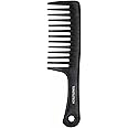 TONGTLETECH Wide Tooth Comb for Long, Wet & Dry or Curly Hair - Professional Handgrip Comb Detangler, Sturdy, Anti-Static, Resistant to Heat - Plastic, Black - Unisex