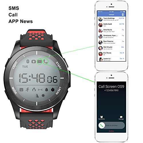 Smart Watch Waterproof IP68 Sport Watch Silicon Rubber Watchband eSmart Fitness Bracelet Support SMS/Altimeter/Pedometer/Barometer/UV /Sleep Monitor/Remote Camera/Calorie for Android iOS iPhone