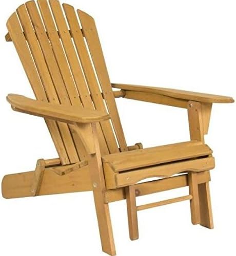 New Elegant Adirondack Outdoor Wood Chair Folding Wooden with Pull Out Ottoman and Adjustable Back Seat Patio Outdoor Deck Porch Garden Lawn Yard Lounger Beach Furniture