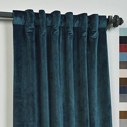 SeeSaw Home Super Soft Premium Solid Matt Velvet Thermal Insulated Rod Pocket 2 IN 1 Heading Curtains for Bedroom or Living Room, 50W By 72L Inch, Set of 2 Panels, Midnight Blue