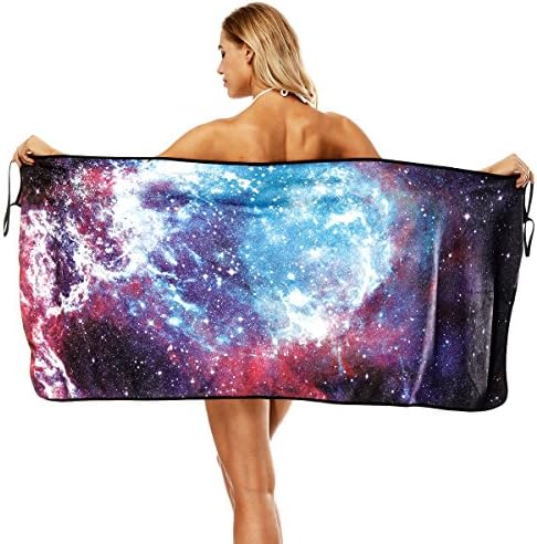 MagicQK Galaxy Sky Beach Towel Dress, 3D Print Designer Adult Women Bath Towel Skirt, Polyester Fiber, Quick Dry Superabsorbent, 64" Lengthx 26" Width