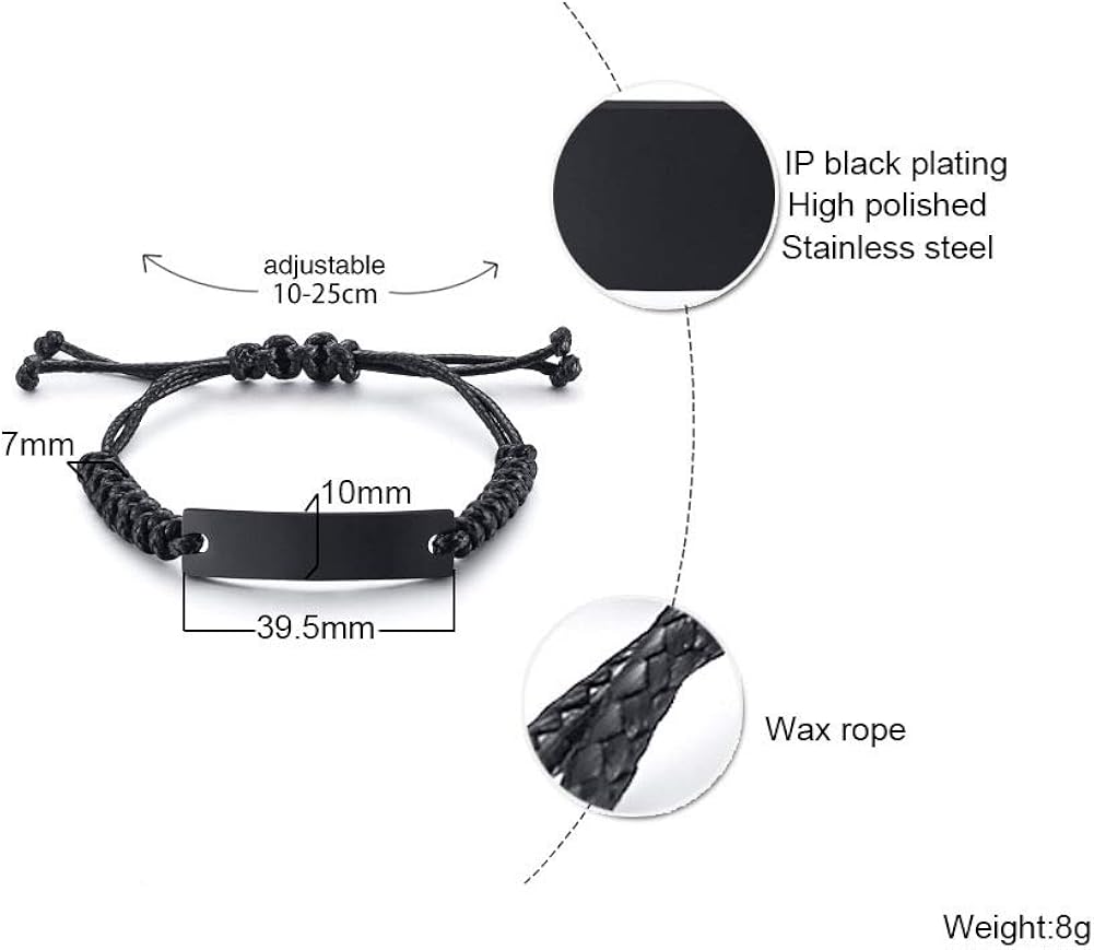 MEALGUET Stainless Steel Handmade Black Adjustable Cord Inspirational Courage Quote to My Son Bracelets to Boys, Birthday Graduation Gift Love Mom: Jewelry