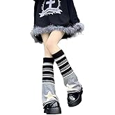LXYZXZ Harajuku Leg Warmers Y2k Two Side Wear Star Knitted Striped Goth Leg Warmers Streetwear Kawaii Lolita Socks